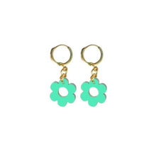 Daisy Mini Hoops in Jade wood