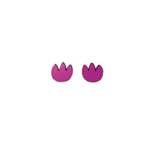Tulip Handpainted Wooden Studs in Pink Wood