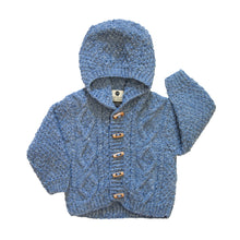 ‘Baby Love’ Hand Knit Hoodie Cardigan - Blue Tweed