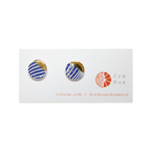 Mini Stud - 24 Carat Gold & Navy print
