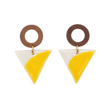 Triangular Wood Drop Earrings - Canary Yellow