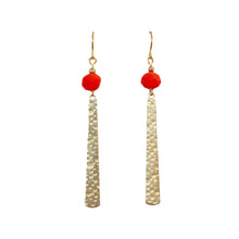 Red Krobo Brass Statement Earrings