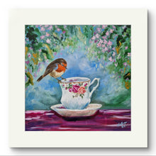 Robins appear..... perched on a Country Roses teacup