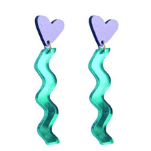 Love Struck Earrings in Lilac and Emerald