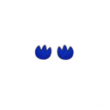 Tulip Handpainted Wooden Studs in Blue Wood
