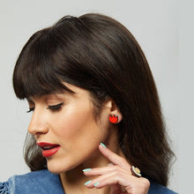 Tulip Handpainted Wooden Studs in Red Wood
