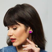Tulip Handpainted Wooden Studs in Pink Wood