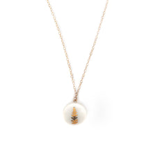Gold Fern Necklace in White