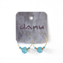 Blue Krobo Bead Glass Hoops