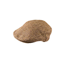 Irish Tweed Cap Beige Dark Brown Herringbone