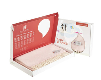 Irish Cashmere Baby Blanket Baby Pink Herringbone in a presentation box