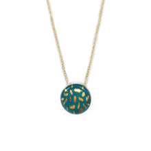 Teal and Gold Striped Circle Necklace