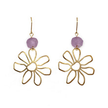Purple Krobo Bead Flower Earrings