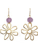 Purple Krobo Bead Flower Earrings