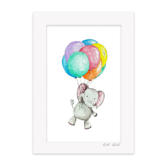 Elephant with Balloons Print