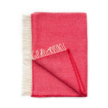 Cashmere Throw Raspberry Herringbone