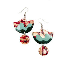 Tonn Sgraffito Textile Earrings red/mint/olive/rose-gold