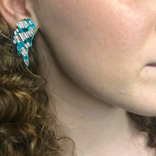 Wings of Desire sgraffito Earrings in Silver/ Jade