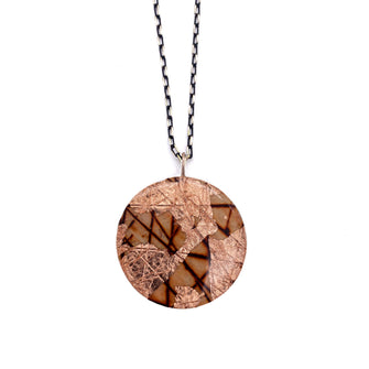 Ró Sgraffito Textile Necklace in rose-gold/rust