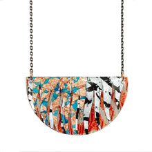 Bláth Batik Textile Necklace in orange/copper/silver/blue/black