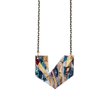 Ezrine Batik Textile Necklace in Teal/Gold/Red