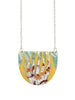 Peitil Batik Textile Necklace in flint blue/gorse/umber/silver