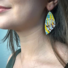 Peitil Batik Textile Earrings in flint-blue/gorse/umber/silver