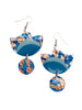 Tonn Sgraffito Textile Earrings in turquoise/blues/rose-gold