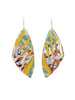 Peitil Batik Textile Earrings in flint-blue/gorse/umber/silver