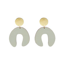 D Doodle Earrings in Sage Green Wood & Brass