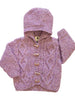 ‘Baby Love’ Hand Knit Hoodie Cardigan - Pink Tweed