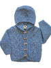 ‘Baby Love’ Hand Knit Hoodie Cardigan - Blue Tweed