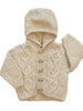 ‘Baby Love’ Hand Knit Hoodie Cardigan - Ecru tweed