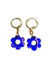 Daisy Mini Hoops in Blue wood with Pink Spatters