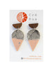 Raindrop Wood Earrings - Pink & Black Spiral
