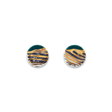 Mini Studs - Deep Sea Green with Black Waves