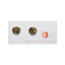 Mini Stud - 24 Carat Gold & Black Wavy Print