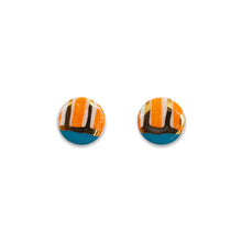 Mini Studs - Orange Stripe with Blue