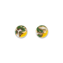 Mini Studs - Green Animal Print with Yellow