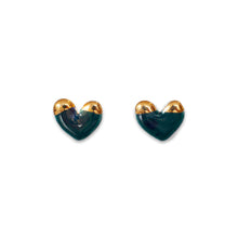 Mini Heart Studs - Deep Sea Green