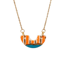 Mini Arc Necklace - Orange Stripe with Blue