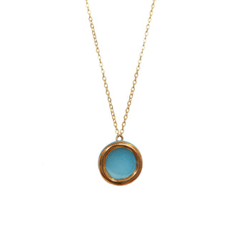 Teal and Gold Small Halo Necklace