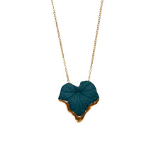 Teal Leaf Nacklace with Gold Lustre Accent