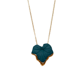 Teal Leaf Nacklace with Gold Lustre Accent