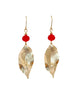 Red Krobo Brass Leaf Earrings