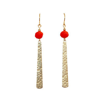 Red Krobo Brass Statement Earrings