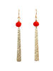 Red Krobo Brass Statement Earrings
