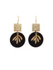 Black & Gold Fern Disc Earrings