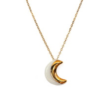 White and Gold Crescent Moon Necklace