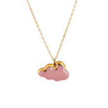 Pink Ceramic Cloud Necklace with Gold Accent